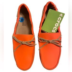 NWT Crocs Orange Wrap Loafers Shoes 10